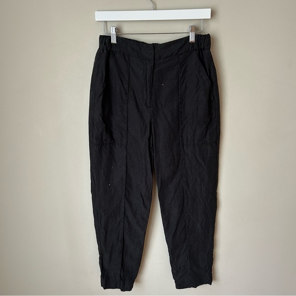 Kobi Halperin Black Linen Blend Elastic Waist Pull On Casual Pants Size Small - Picture 1 of 8